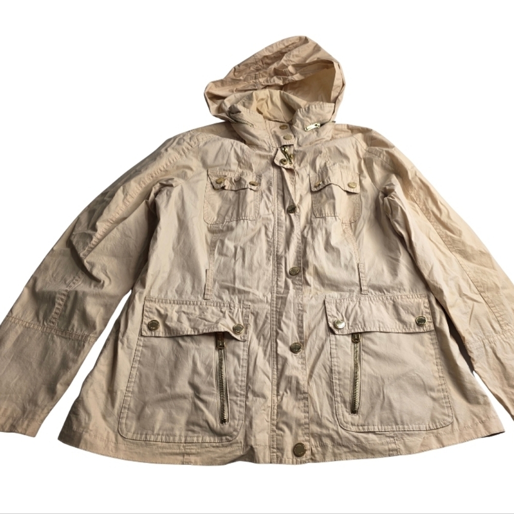 Michael Kors L Tan/Gold Hooded Anorak Jacket Cb-2413 - Picture 2 of 14